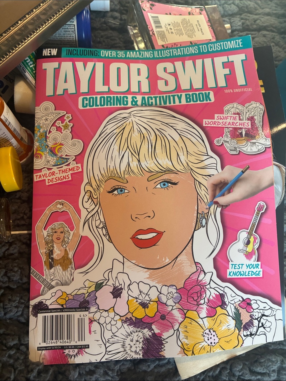 Taylor Swift Pink and Yellow Illustrated Coloring & Activity Book